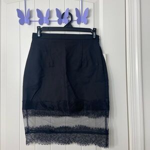NEW TOBI women’s black zip lace‎ decorated hem stretch miniskirt skirt small